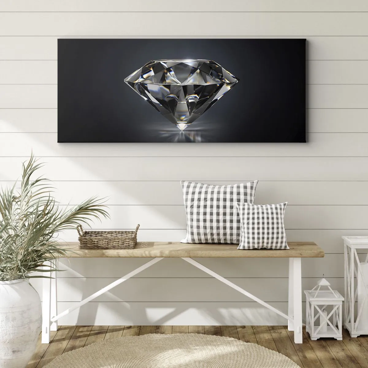 Bild auf Leinwand - Leinwandbild - Eine künstlerische Interpretation eines Diamanten auf dunklem Hintergrund - 120x50cm - Beste Freundin - Moderne Wanddekoration für Wohnzimmer und Schlafzimmer ARTTOR