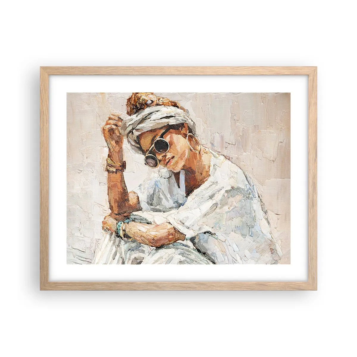 Poster in einem Rahmen aus heller Eiche - Porträt in voller Sonne - 50x40 cm