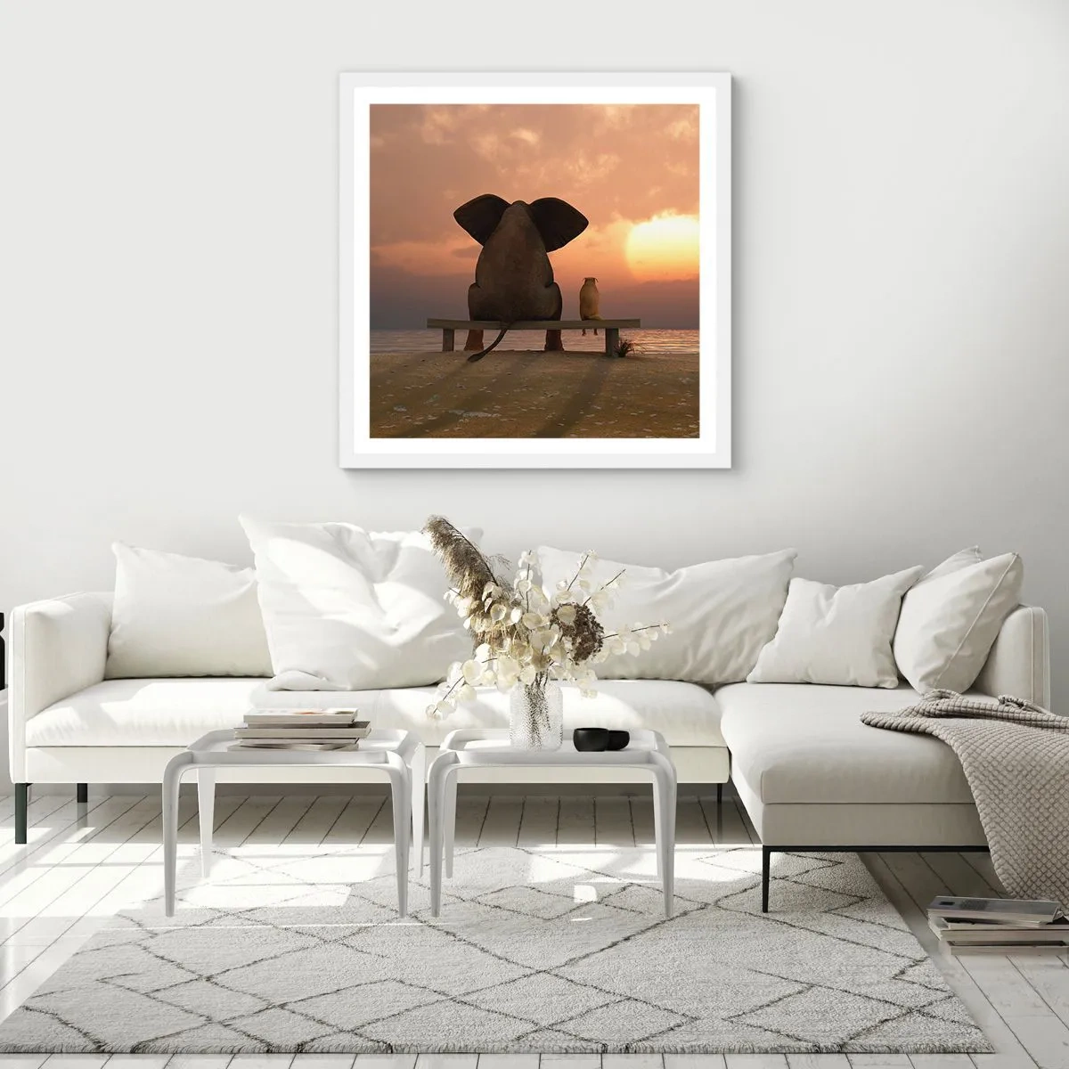 Poster in einem weißen Rahmen - Es tut gut zusammen zu schweigen - 30x30 cm