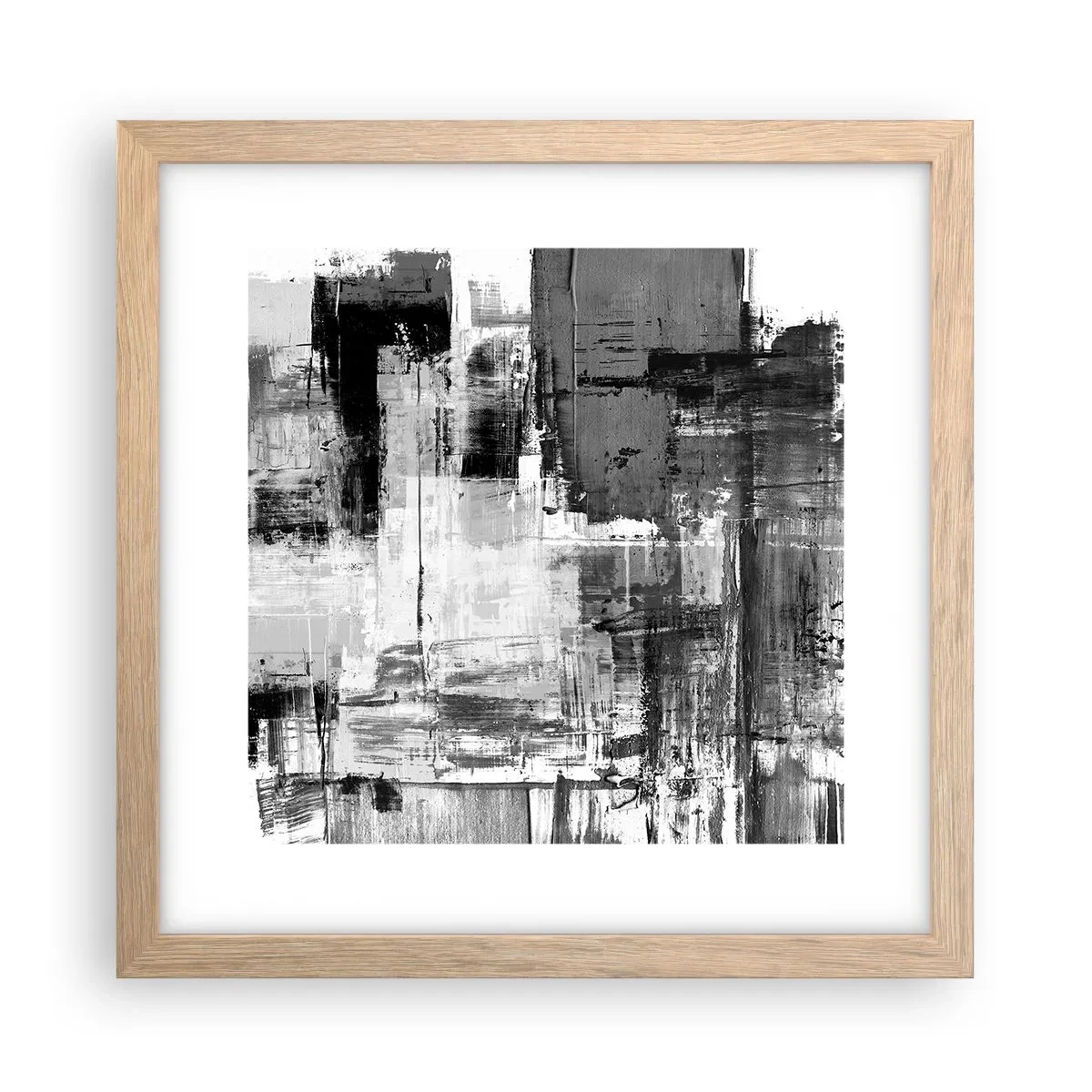 Poster in einem Rahmen aus heller Eiche - Wunderschönes Grau - 30x30 cm