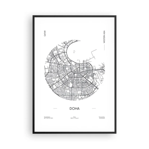 Poster in einem schwarzem Rahmen - Anatomie von Doha - 70x100 cm