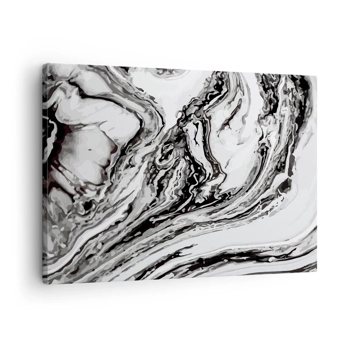 Bild auf Leinwand - Leinwandbild - Abstraktes Marmormuster in Schwarz und Weiß - 70x50cm - Am Anfang war Chaos - Moderne Wanddekoration für Wohnzimmer und Schlafzimmer ARTTOR