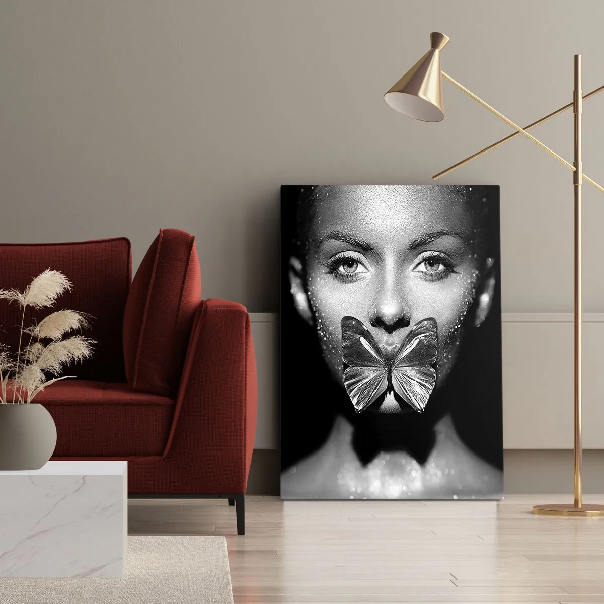 Bild auf Leinwand - Leinwandbild - Schmetterlingskuss - 45x80 cm