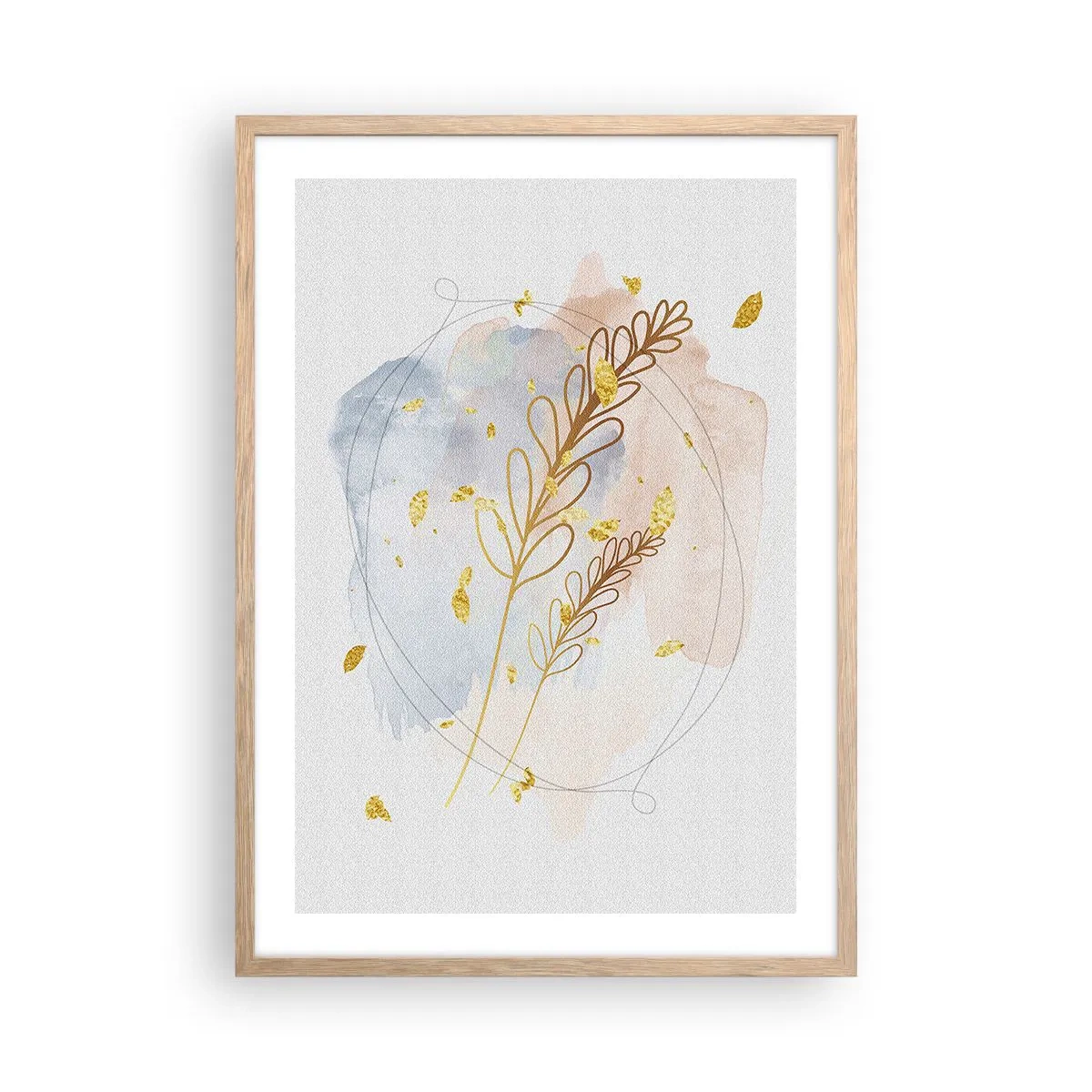 Poster in einem Rahmen aus heller Eiche - Goldenr Hauch - 50x70 cm