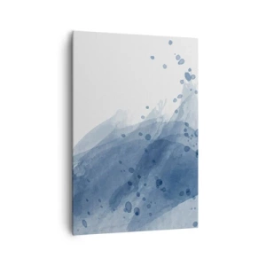 Bild auf Leinwand - Leinwandbild - Abstrakte Flecken und Streifen in Blautönen - 70x100cm - Blauer Tüll - Moderne Wanddekoration für Wohnzimmer und Schlafzimmer ARTTOR