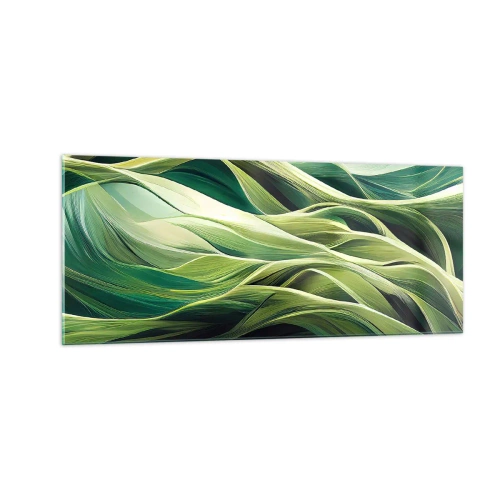 Glasbild - Bild auf glas - Abstraktes grünes Spiel - 100x40 cm