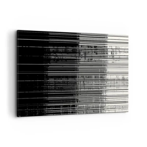 Bild auf Leinwand - Leinwandbild - Abstrakte Linienkomposition in kontrastierendem Schwarz und Weiß - 100x70cm - Wellen und Vibrationen - Moderne Wanddekoration für Wohnzimmer und Schlafzimmer ARTTOR