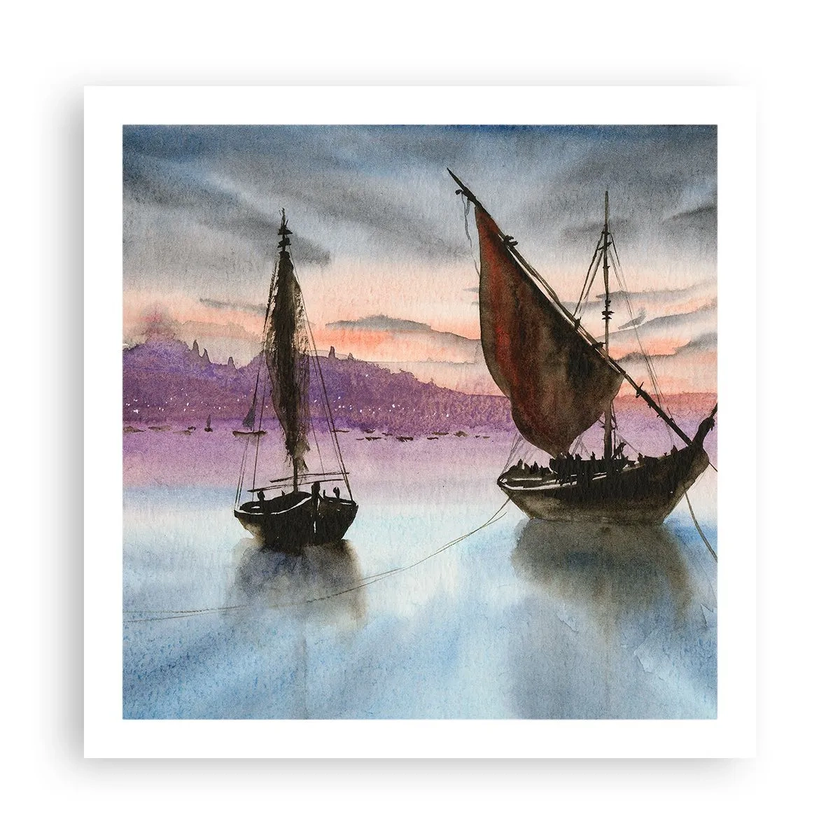 Poster - Abend am Hafen - 60x60 cm