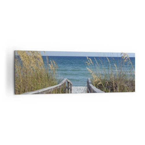 Bild auf Leinwand - Leinwandbild - Weg zum Strand mit Meerblick - 160x50cm - In der Sonne, im Wind - Moderne Wanddekoration für Wohnzimmer und Schlafzimmer ARTTOR