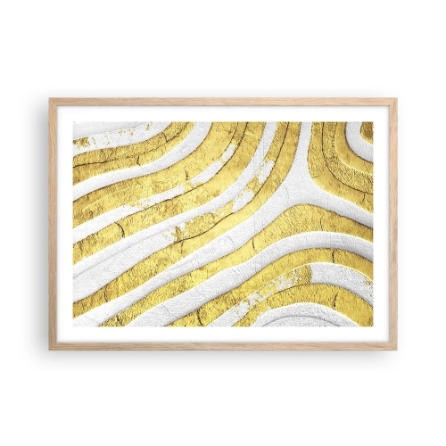 Poster in einem Rahmen aus heller Eiche - Komposition in Weiß und Gold - 70x50 cm