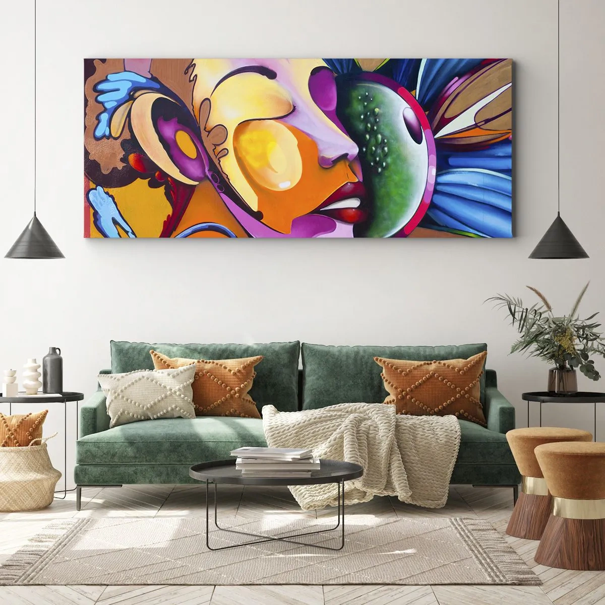 Bild auf Leinwand - Leinwandbild - Mit Farbe berühren - 100x40 cm
