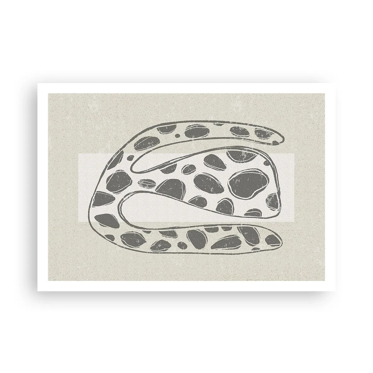 Poster - Abstraktes organisches Muster in Grautönen - 100x70cm - Seltsame Kreatur - Moderne Wanddekoration für Wohnzimmer und Schlafzimmer ARTTOR