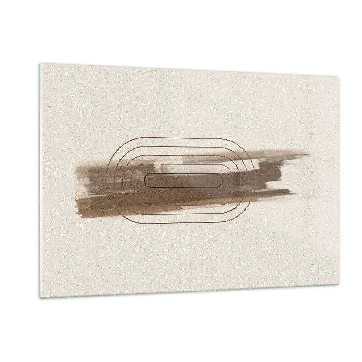 Glasbild - Bild auf glas - Abstraktion in Brauntönen mit minimalistischem Muster - 120x80cm - Ein Hauch von Grau - Moderne Wanddekoration für Wohnzimmer und Schlafzimmer ARTTOR