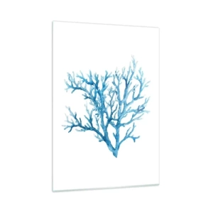 Glasbild - Bild auf glas - Ein zartes Aquarell mit blauen Korallen - 50x70cm - Nautisches Filigran - Moderne Wanddekoration für Wohnzimmer und Schlafzimmer ARTTOR