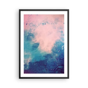 Poster in einem schwarzem Rahmen - Abstrakte Komposition in Blau und Rosa - 50x70cm - Himmelsblaue Umarmungen - Moderne Wanddekoration für Wohnzimmer und Schlafzimmer ARTTOR