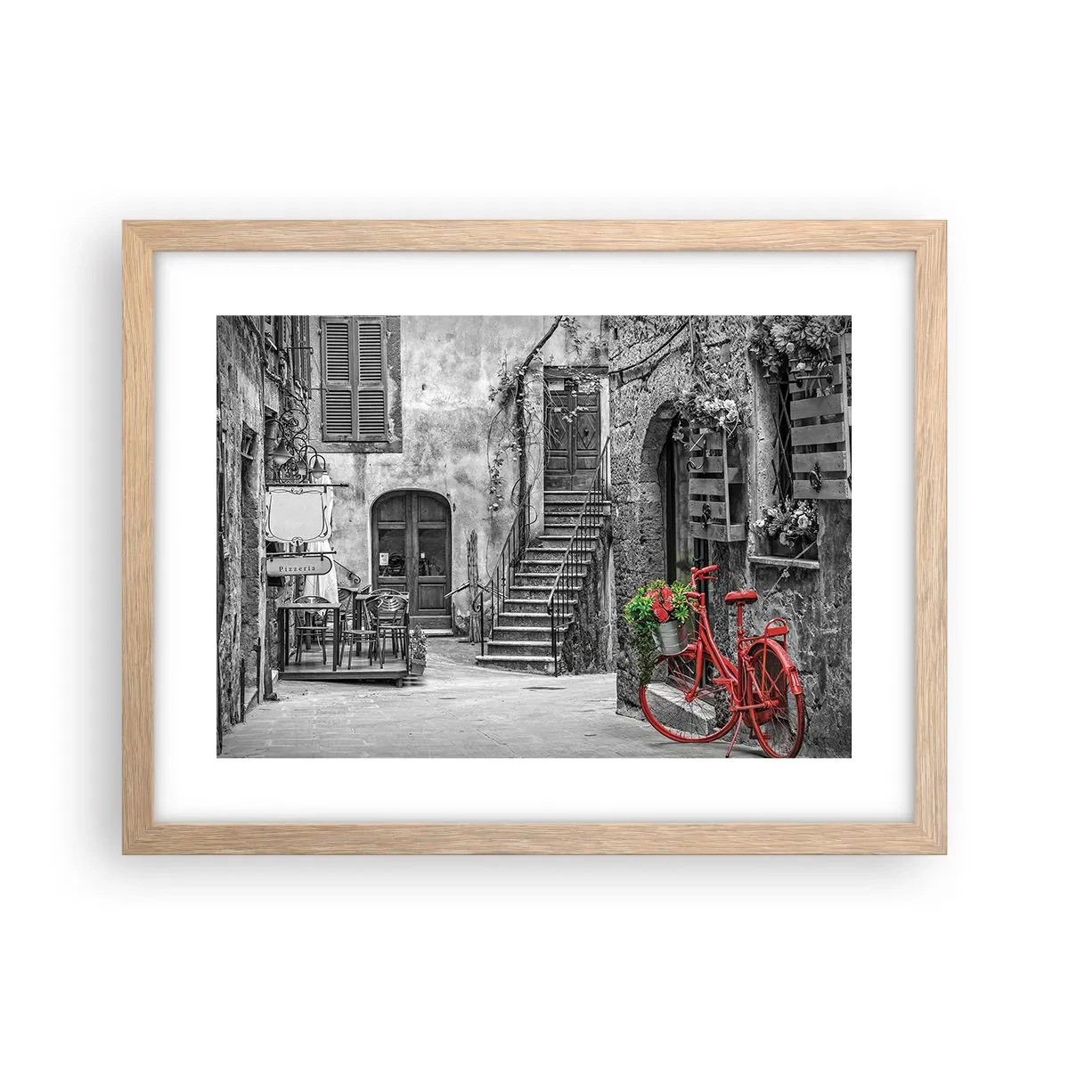 Poster in einem Rahmen aus heller Eiche - Toskanische Gasse - 40x30 cm