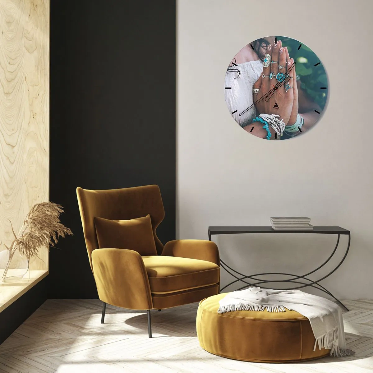 Wanduhr - Glasuhr - Willkommen im Zentrum des Seins - 30x30 cm