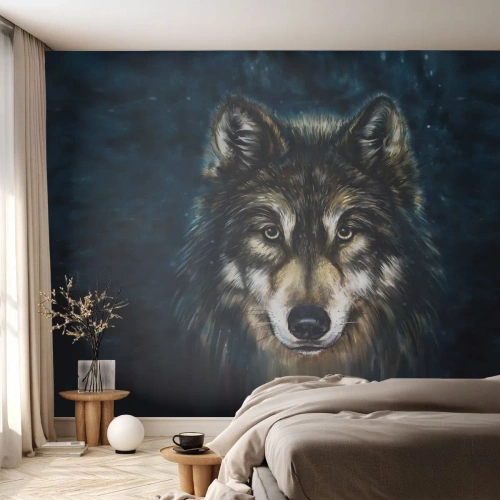 Fototapete Premium Sand - Alpha? Und Omega - Wolf, Tiere, Malerei - 200x140 cm