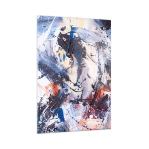 Glasbild - Bild auf glas - Abstrakte Malerei in intensiven Farben - 50x70cm - Verrückter Tanz der Abstraktion - Moderne Wanddekoration für Wohnzimmer und Schlafzimmer ARTTOR