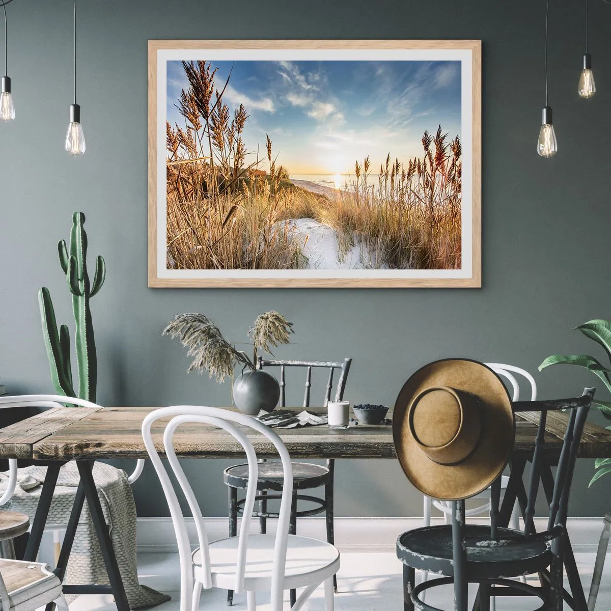 Poster in einem Rahmen aus heller Eiche - Nordstrand - 100x70 cm