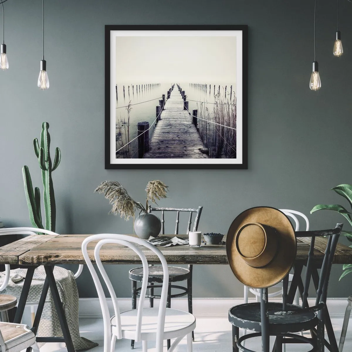 Poster in einem schwarzem Rahmen - Tauchen Sie in Ruhe ein - 50x50 cm