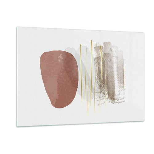 Glasbild - Bild auf glas - Minimalistische Abstraktion mit beigen und braunen Formen - 120x80cm - Abstrakte Kolonnade - Moderne Wanddekoration für Wohnzimmer und Schlafzimmer ARTTOR