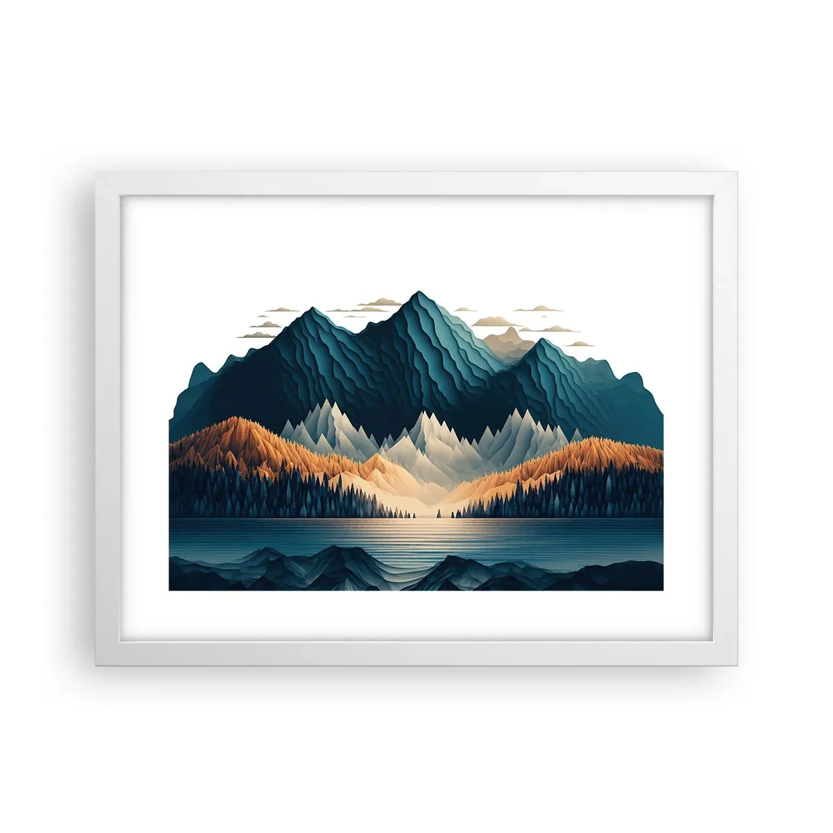 Poster in einem weißen Rahmen - Perfekte Berglandschaft - 40x30 cm