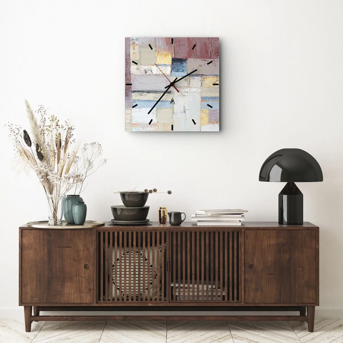 Wanduhr - Glasuhr - Ruhe der Geometrie - 40x40 cm