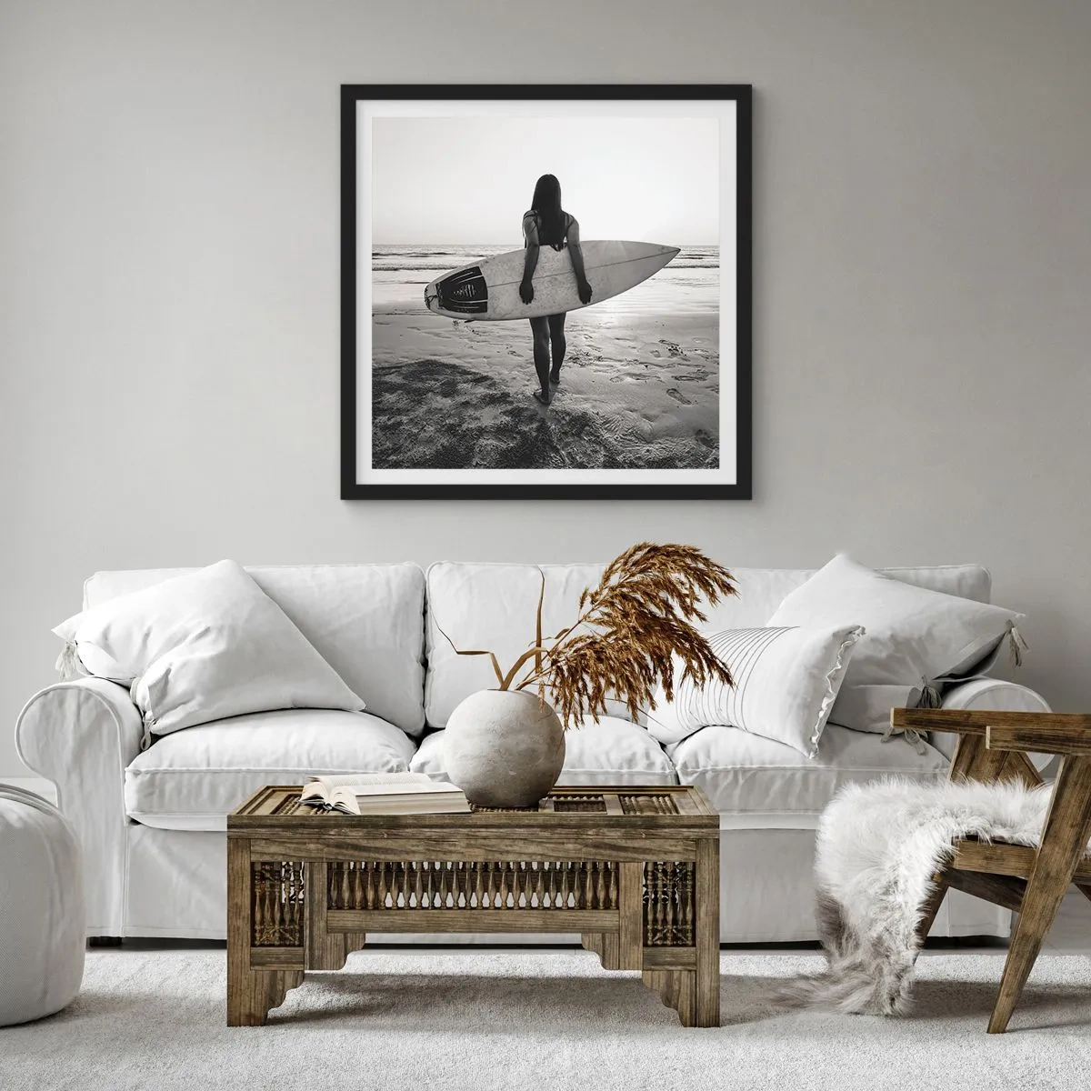 Poster in einem schwarzem Rahmen - Die Tochter der Meereswelle - 40x40 cm