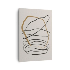 Bild auf Leinwand - Leinwandbild - Künstlerische Linien in Schwarz und Gold auf hellem Hintergrund - 70x100cm - Komposition – Looptanz - Moderne Wanddekoration für Wohnzimmer und Schlafzimmer ARTTOR