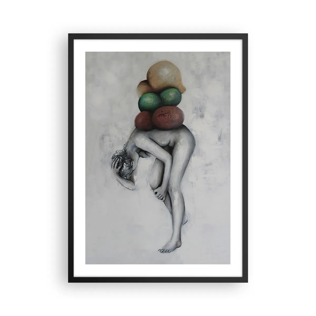 Poster in einem schwarzem Rahmen - Die Last des Lebens - 50x70cm - Last des Lebens - Moderne Wanddekoration für Wohnzimmer und Schlafzimmer ARTTOR