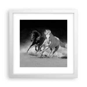 Poster in einem weißen Rahmen - Galopp der Freiheit - 30x30 cm