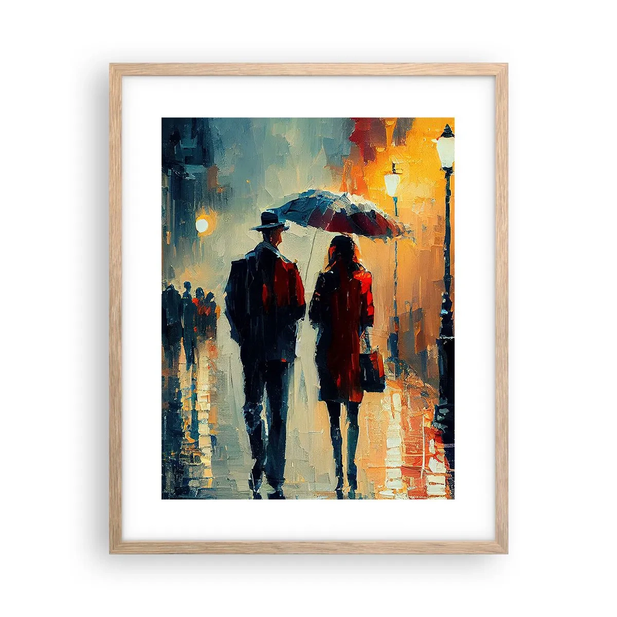 Poster in einem Rahmen aus heller Eiche - Urbane Liebesgeschichte - 40x50 cm