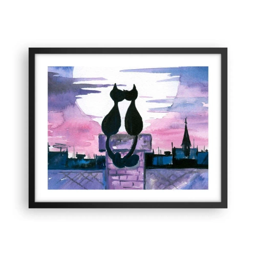 Poster in einem schwarzem Rahmen - Rendez-vous unter dem Mond - 50x40 cm