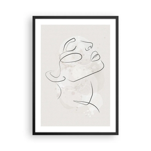 Poster in einem schwarzem Rahmen - Minimalistisches Gesichtsporträt im linearen Stil - 50x70cm - Die Umrisse eines Traums - Moderne Wanddekoration für Wohnzimmer und Schlafzimmer ARTTOR