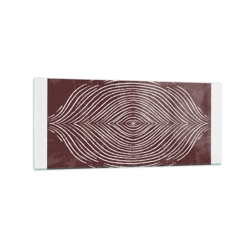 Glasbild - Bild auf glas - Symmetrische Wellen in weißen Linien auf braunem Hintergrund - 120x50cm - Der Raum spricht - Moderne Wanddekoration für Wohnzimmer und Schlafzimmer ARTTOR