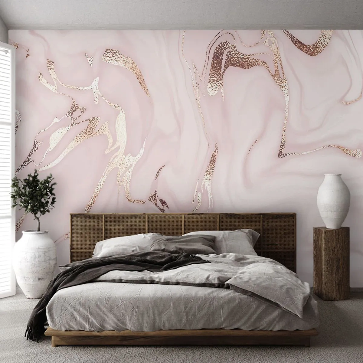 Selbstklebende Fototapete Deluxe Sticker - In einem rosa Schal - Abstraktion, Stück, Moderne Kunst - 400x280 cm