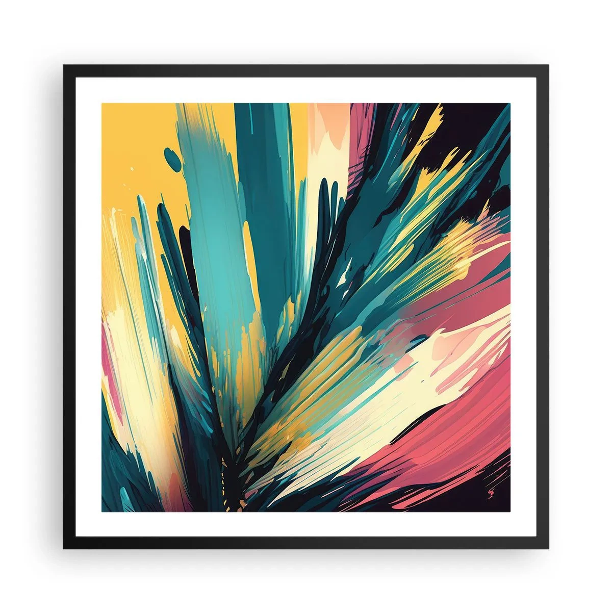 Poster in einem schwarzem Rahmen - Komposition – eine Explosion der Freude - 60x60 cm