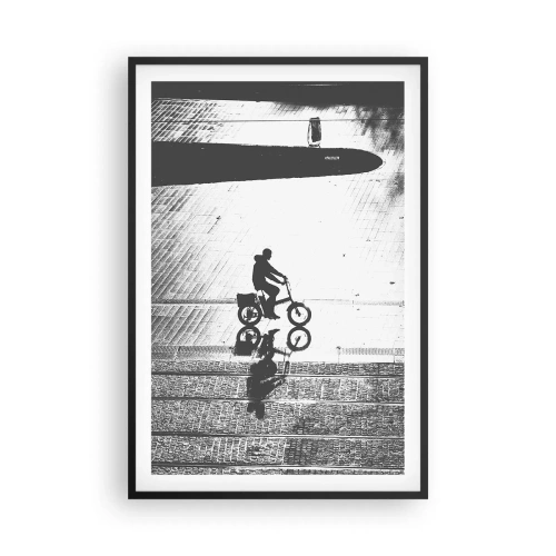 Poster in einem schwarzem Rahmen - Vor sich hin durch die Stadt - 61x91 cm