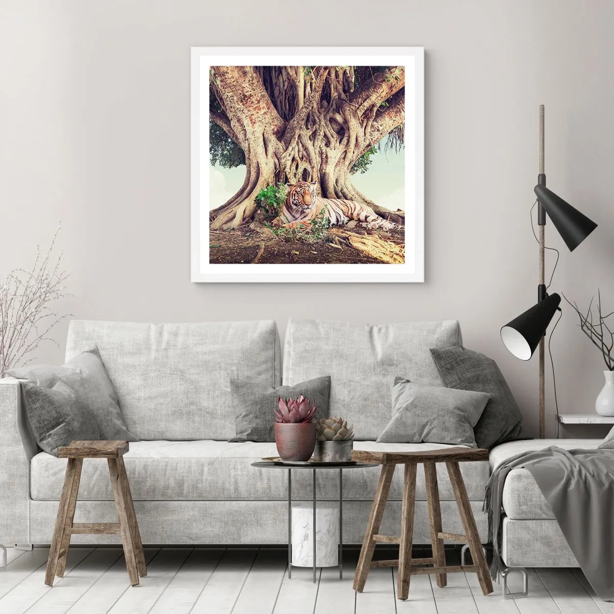 Poster in einem weißen Rahmen - Blick aus dem Buch Genesis - 50x50 cm