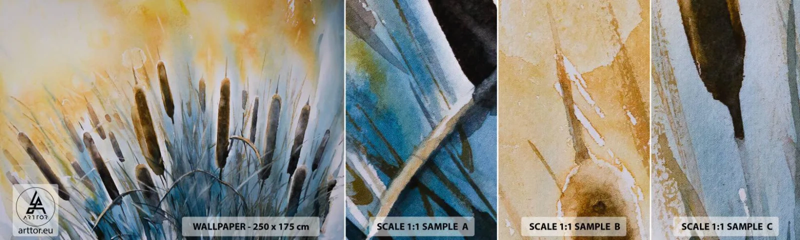 Fototapetenmuster Standard Eco - Die Kälte des Wassers, die Hitze der Sonne - Stock, Landschaft, Blumen - 100x30 cm