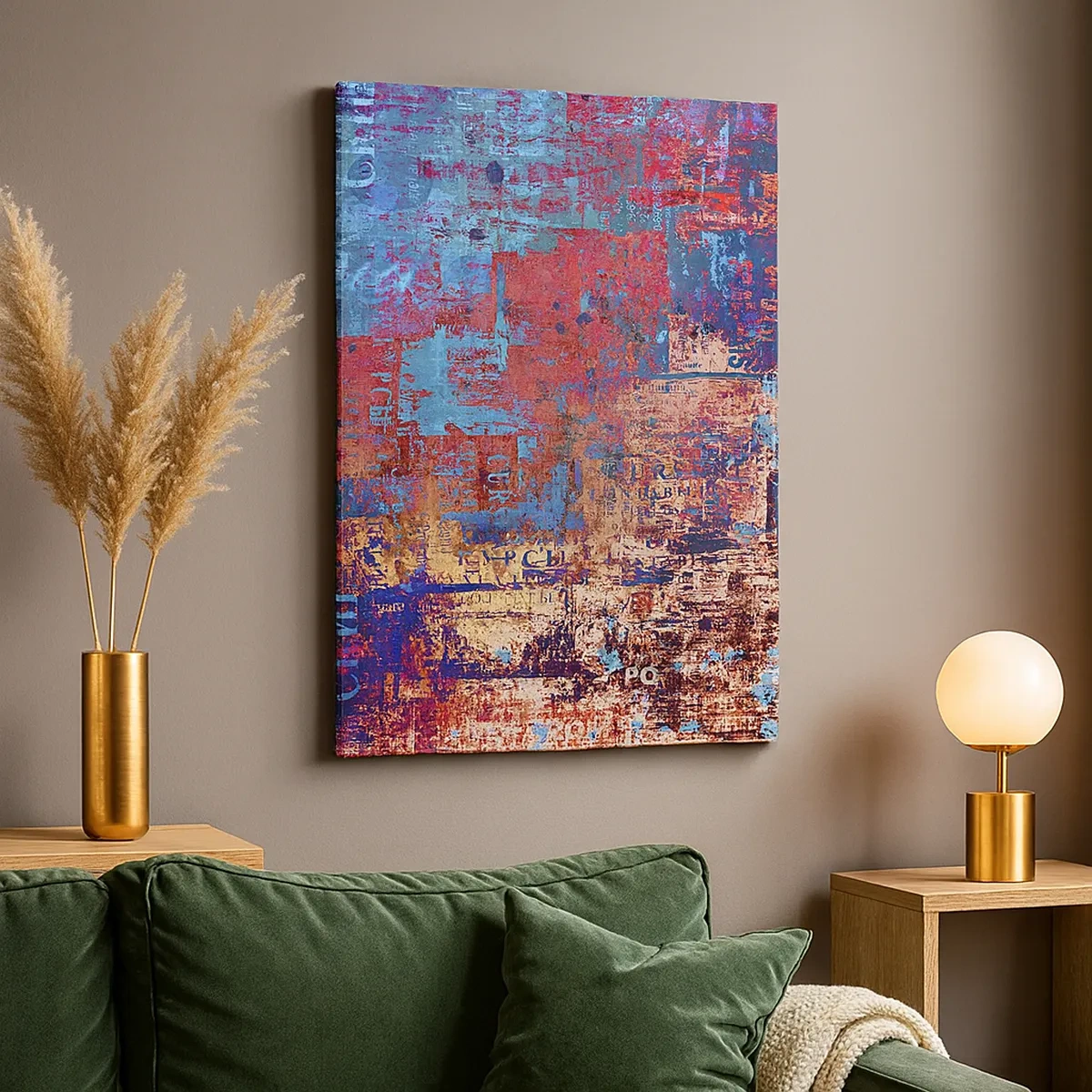 Bild auf Leinwand - Leinwandbild - Eine abstrakte Komposition mit einer Mischung intensiver Farben. - 50x70cm - Erinnerung und Vergessen - Moderne Wanddekoration für Wohnzimmer und Schlafzimmer ARTTOR