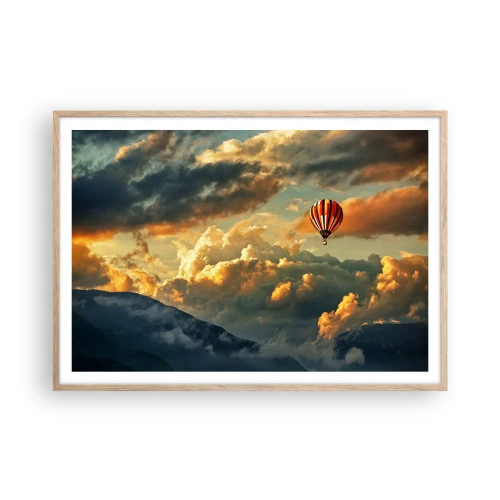 Poster in einem Rahmen aus heller Eiche - Ich fliege, weil ich es will - 100x70 cm