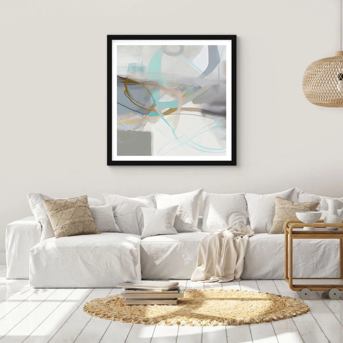 Poster in einem schwarzem Rahmen - Neblige Abstraktion - 40x40 cm