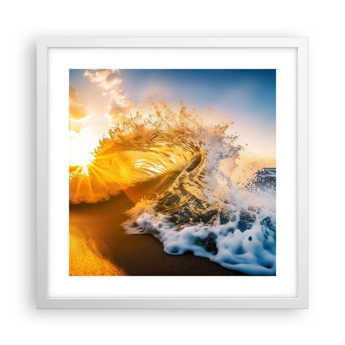 Poster in einem weißen Rahmen - Spaß im Sand - 40x40 cm