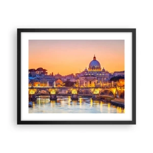 Poster in einem schwarzem Rahmen - Sonnenuntergang über der ewigen Stadt - 50x40 cm