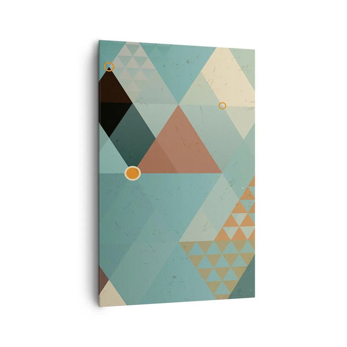 Bild auf Leinwand - Leinwandbild - Geometrische Muster in Türkis- und Brauntönen - 80x120cm - Einheit der Vielheit, Vielheit der Einheit - Moderne Wanddekoration für Wohnzimmer und Schlafzimmer ARTTOR