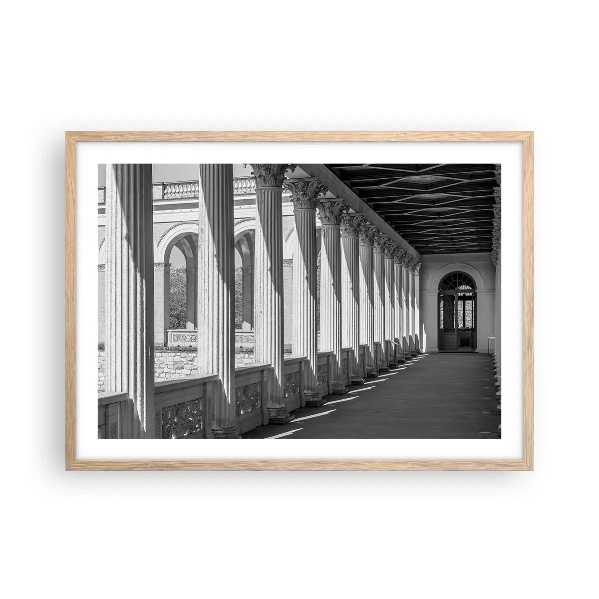 Poster in einem Rahmen aus heller Eiche - Sonnige Arkade - 70x50 cm