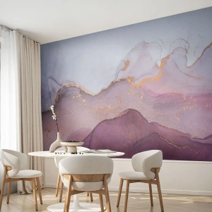 Fototapete Premium Sand - Violett und lila Wellen - Abstraktion, Stück, Moderne Kunst. - 450x315 cm