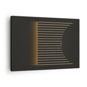 Bild auf Leinwand - Leinwandbild - Geometrisches Muster mit Streifen auf dunklem Hintergrund - 70x50cm - Die Dunkelheit erkunden - Moderne Wanddekoration für Wohnzimmer und Schlafzimmer ARTTOR